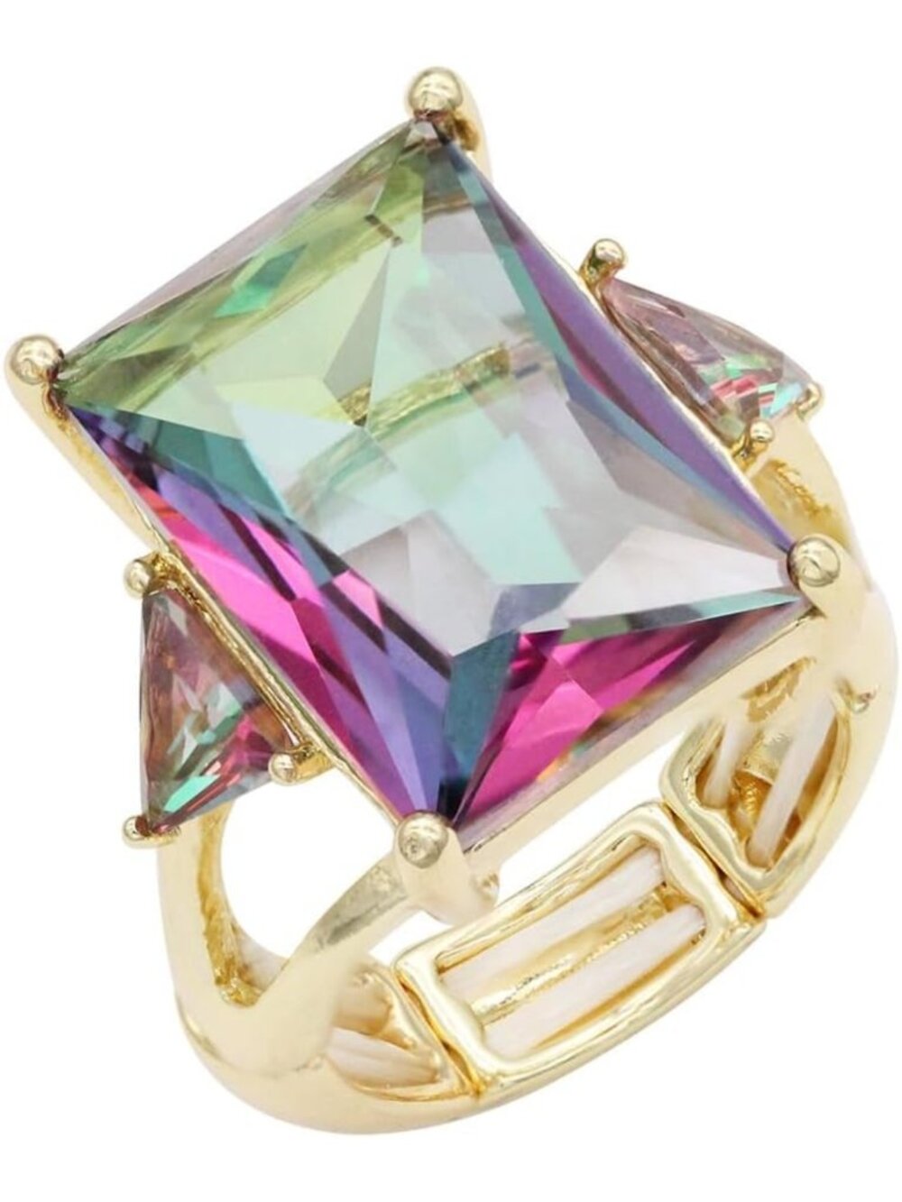 Big Bold Radiant CZ Stone Stretch Rings for Women, Sizes 7-9, Statement Jewelry
